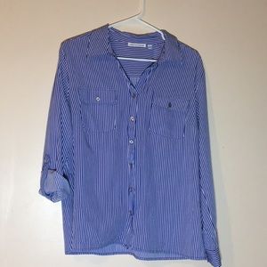 Notations Women’s  Blue and white Striped Button-up Blouse size L
